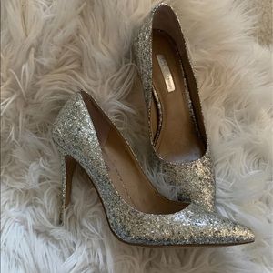 Silver BCBG glitter heels